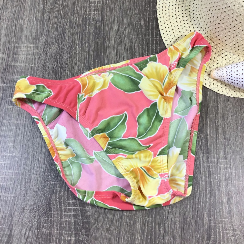 Tommy Bahama Hipster Bikini Bottom Coral Floral Size 10
